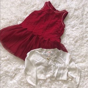 Red & Gold Christmas Dress and Cardigan